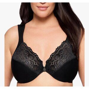 Glamorise Women's Black Full Figure Wonderwire Front Close Bra #1245 Size 44DD